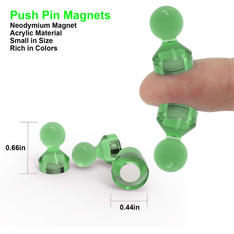 Ant Mag Magnetic Push Pins Strong Push Pin Magnets for Fridge Whiteboards Calendars Maps in School & Office Pack of 18 Green - Image 2